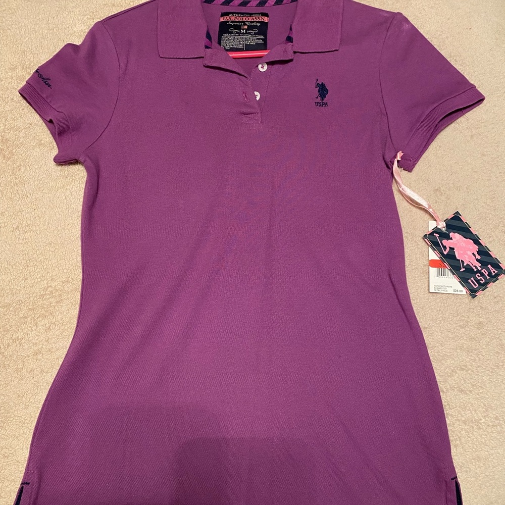 U.S. Polo Assn. Purple classic polo t-shirt, medium, NWT